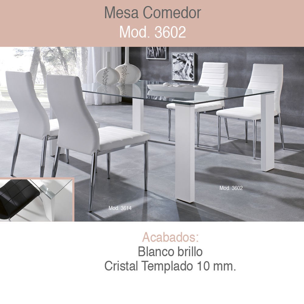 Mesa Comedor cristal transparente y patas lacadas en blanco ... Mesa Comedor cristal transparente y patas lacadas en blanco ...