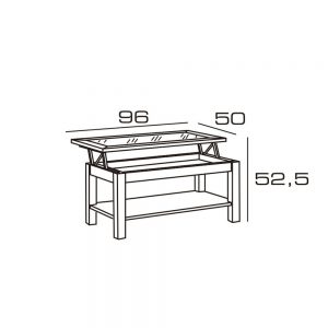 Mesa de centro elevable en Madera de pino