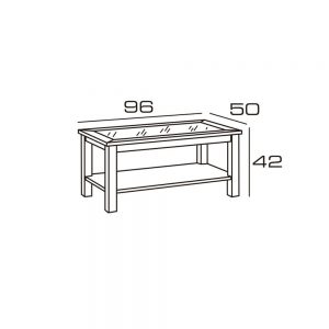 Mesa de centro fija en Madera de pino